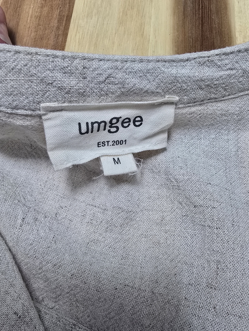 Umgee Linen Cream Button-Front Ruffle Sleeve Top - Picture 5 of 7